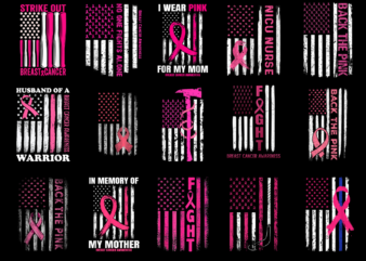 15 Breast Cancer Awareness Flag Shirt Designs Bundle For Commercial Use Part 3, Breast Cancer Awareness Flag T-shirt, Breast Cancer Awareness Flag png file, Breast Cancer Awareness Flag digital file,