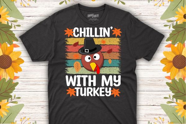 Chillin with my turkeys thanksgiving family boys kids gift t-shirt design vector, pumpkin, thanksgiving, autumn, spice, happy, t-shirt, thanksgiving with my gnomies shirt, gnomies funny,
