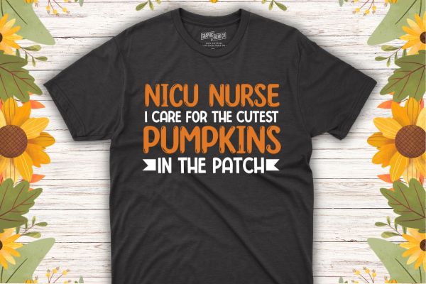 NICU Nurse Cutest Pumpkins In The Patch Rainbow Halloween RN T-Shirt design vector, NICU Nurse, Cutest Pumpkins In The Patch, Rainbow, Halloween RN