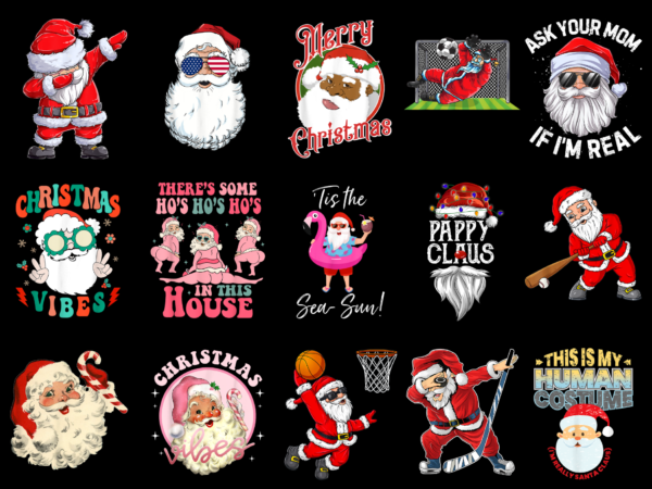 15 santa claus shirt designs bundle for commercial use part 3, santa claus t-shirt, santa claus png file, santa claus digital file, santa claus gift, santa claus download, santa claus design amz