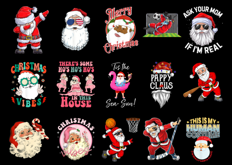 15 Santa Claus Shirt Designs Bundle For Commercial Use Part 3, Santa Claus T-shirt, Santa Claus png file, Santa Claus digital file, Santa Claus gift, Santa Claus download, Santa Claus design AMZ