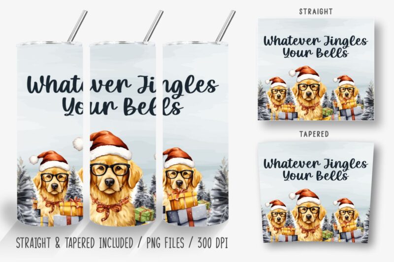 Funny Christmas Dog Tumbler Wrap Bundle, Sublimation Designs