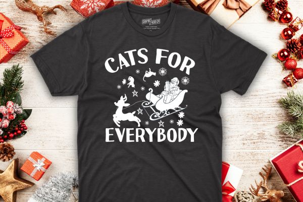 Cats for everybody, funny christmas day, cats lover saying t-shirt design vector, cats christmas day, cats lover, santa ride, reindeer