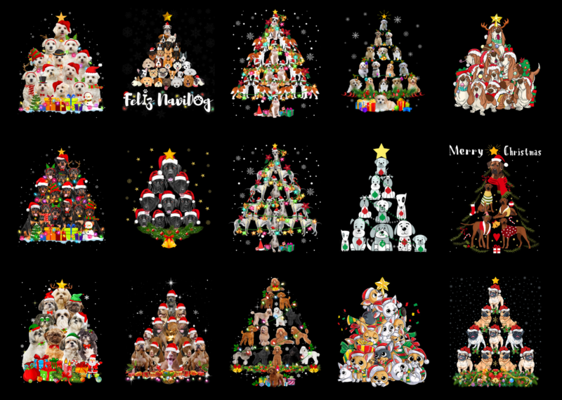 15 Dog Xmas Tree Shirt Designs Bundle For Commercial Use Part 3, Dog Xmas Tree T-shirt, Dog Xmas Tree png file, Dog Xmas Tree digital file, Dog Xmas Tree gift,