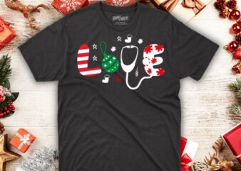 Love Nurse Stethoscope Christmas day funny Nurse Christmas design vector nurse christmas, christmas day nurse shirt,