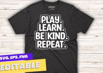 Play Learn Be Kind Repeat Kid Unity Day Orange Anti Bullying T-Shirt design vector, support kindness, promote anti bullying awareness, choose kindness courage inclusion, cute dude, Unity Day shirt, Wear