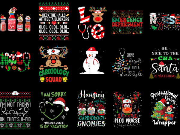 15 nurse christmas shirt designs bundle for commercial use part 3, nurse christmas t-shirt, nurse christmas png file, nurse christmas digita