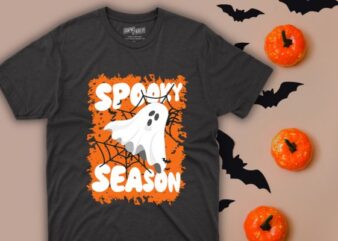 Groovy Spooky Season Ghost Flower Halloween T-Shirt design vector