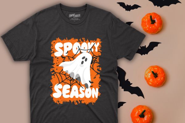 Groovy spooky season ghost flower halloween t-shirt design vector