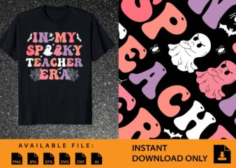 In My Spooky Teacher Era Groovy Halloween Ghost T-Shirt