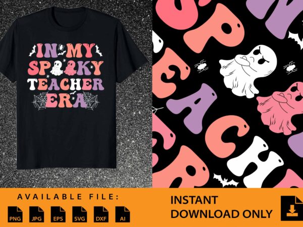 In my spooky teacher era groovy halloween ghost t-shirt