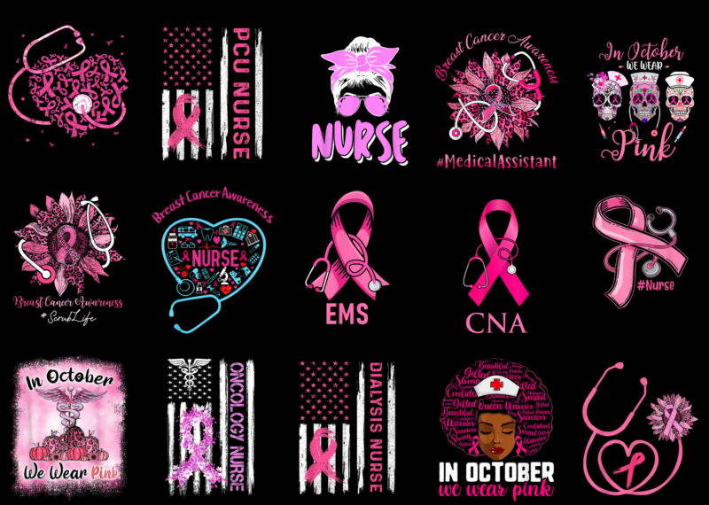 15 Nurse Breast Cancer Shirt Designs Bundle For Commercial Use Part 4, Nurse Breast Cancer T-shirt, Nurse Breast Cancer png file, Nurse Breast Cancer digital file, Nurse Breast Cancer gift,