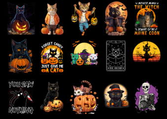 15 Halloween Cat Shirt Designs Bundle For Commercial Use Part 4, Halloween Cat T-shirt, Halloween Cat png file, Halloween Cat digital file, Halloween Cat gift, Halloween Cat download, Halloween Cat design AMZ