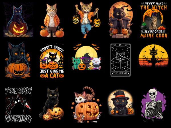 15 halloween cat shirt designs bundle for commercial use part 4, halloween cat t-shirt, halloween cat png file, halloween cat digital file, halloween cat gift, halloween cat download, halloween cat design amz