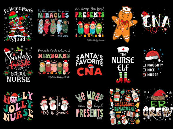 15 nurse christmas shirt designs bundle for commercial use part 4, nurse christmas t-shirt, nurse christmas png file, nurse christmas digita