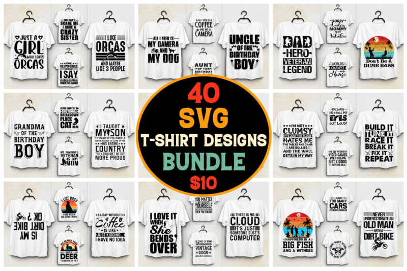 40 SVG T-Shirt Design Bundle