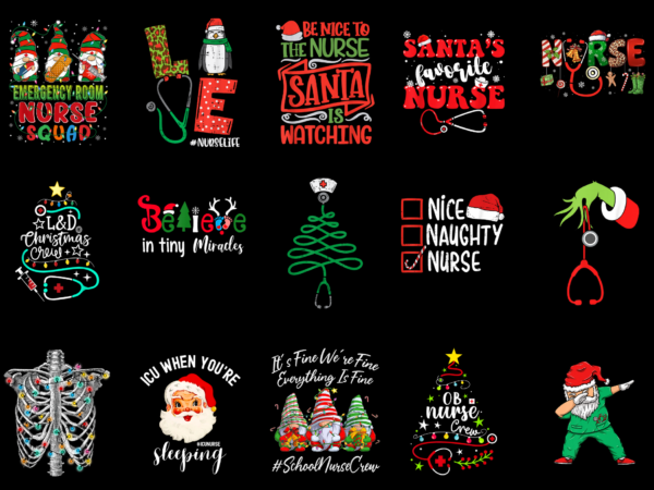 15 nurse christmas shirt designs bundle for commercial use part 5, nurse christmas t-shirt, nurse christmas png file, nurse christmas digita