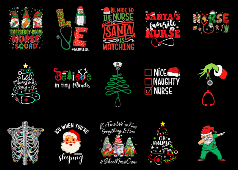 15 Nurse Christmas Shirt Designs Bundle For Commercial Use Part 5, Nurse Christmas T-shirt, Nurse Christmas png file, Nurse Christmas digita