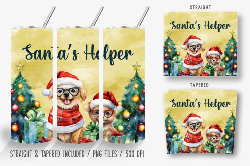 Funny Christmas Dog Tumbler Wrap Bundle, Sublimation Designs