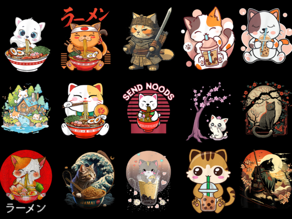15 cat anime shirt designs bundle for commercial use part 5, cat anime t-shirt, cat anime png file, cat anime digital file, cat anime gift, cat anime download, cat anime design amz