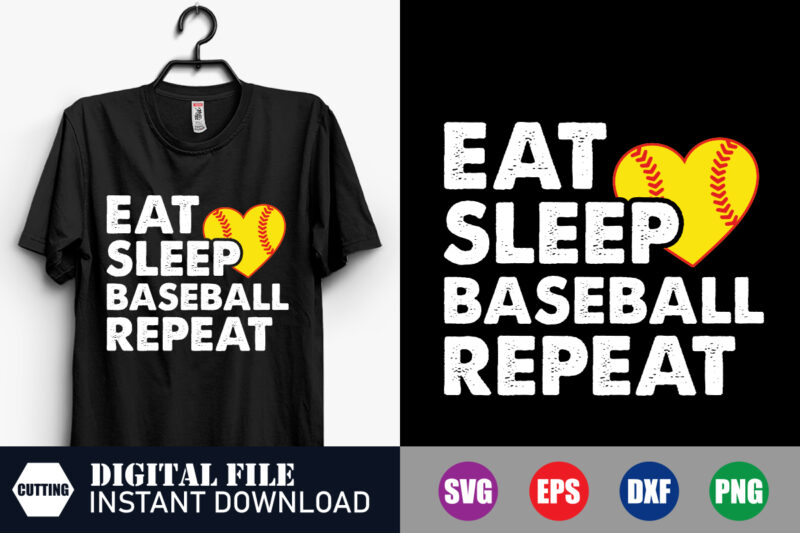 Eat Sleep Baseball Repeat T-shirt Design, Eat Sleep Baseball, Baseball Svg