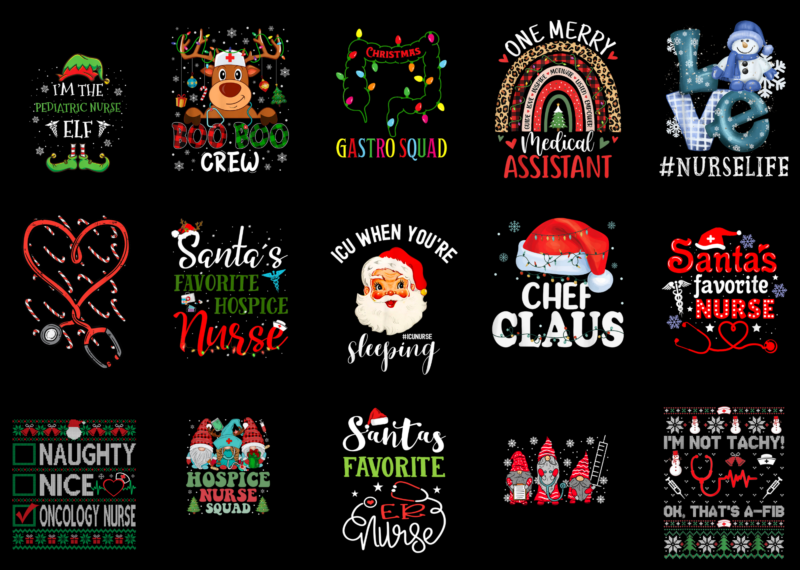 15 Nurse Christmas Shirt Designs Bundle For Commercial Use Part 6, Nurse Christmas T-shirt, Nurse Christmas png file, Nurse Christmas digita