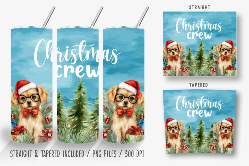 Funny Christmas Dog Tumbler Wrap Bundle, Sublimation Designs