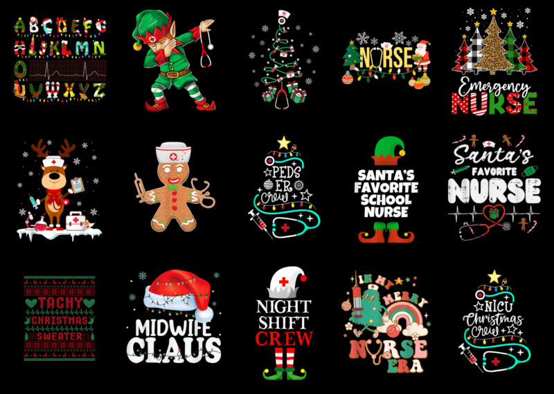 15 Nurse Christmas Shirt Designs Bundle For Commercial Use Part 7, Nurse Christmas T-shirt, Nurse Christmas png file, Nurse Christmas digita
