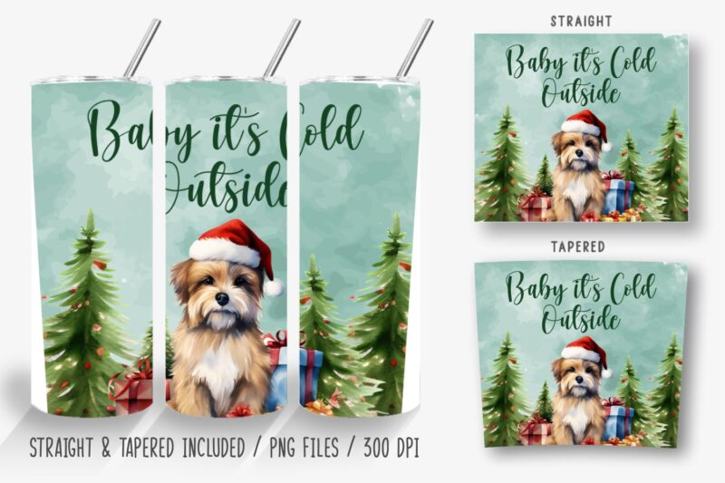 Funny Christmas Dog Tumbler Wrap Bundle, Sublimation Designs