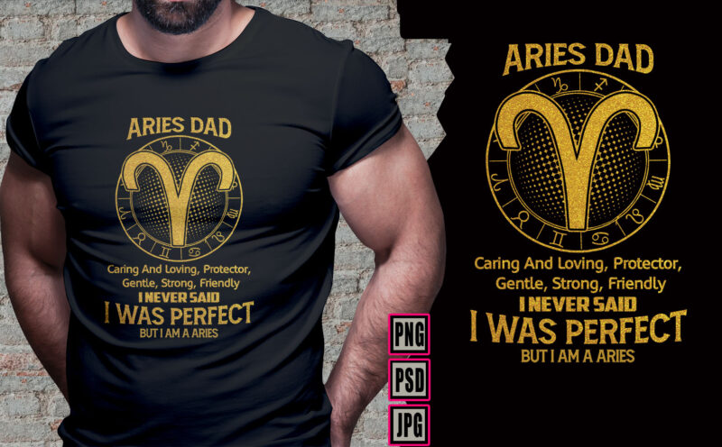 12 zodiac signs Dad golden color PART# 21 tshirt design bundles