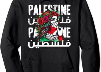 A Palestinian Girl Wearing A Palestinian Bandana Palestine Pullover Hoodie t shirt vector