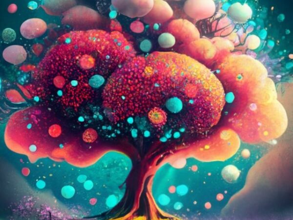 A small spring tree landscape, boundary space, magic, t-shirt design, vibrant pale white colors, dark background, dark magic splash, dark, g