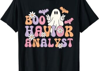 ABA Therapist BCBA Behavior Analyst Retro Boo Halloween T-Shirt PNG File