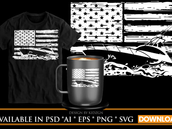 American fish speedboat t shirt vector American fish speedboat t shirt vector