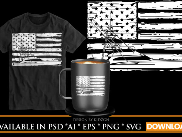American fishingboat t shirt vector