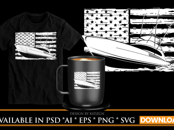 American splash boat t shirt vector