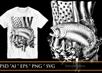 American trout t shirt vector