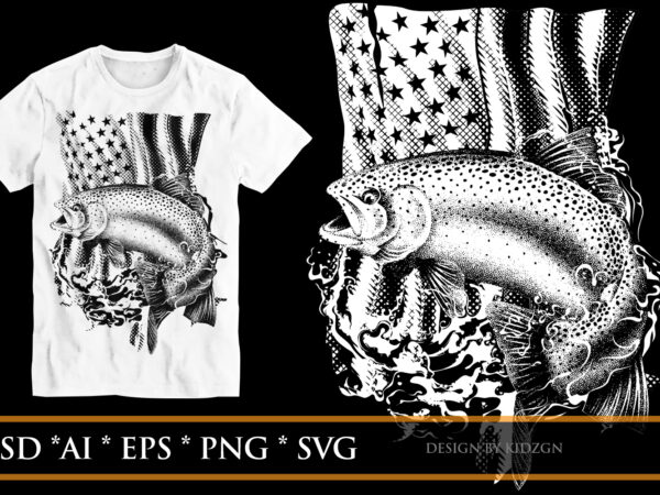 American trout t shirt vector