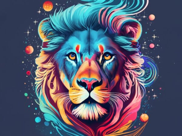 Around its form, nebulae spiral and dance, creating an ever-shifting aura of vibrant hues. the mane, composed of interstellar dust and shimm t shirt vector