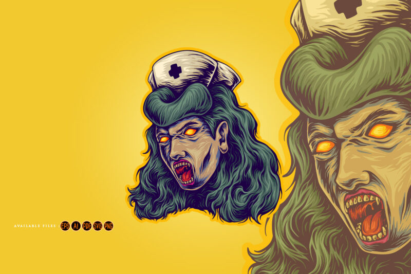 Gaze ghoul scary nurse head zombie