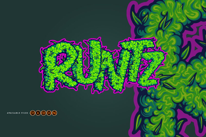 Runtz strain inspiration cannabis buds lettering