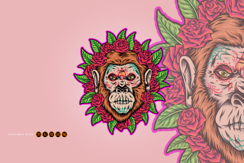 Floral ornaments monkey muertos