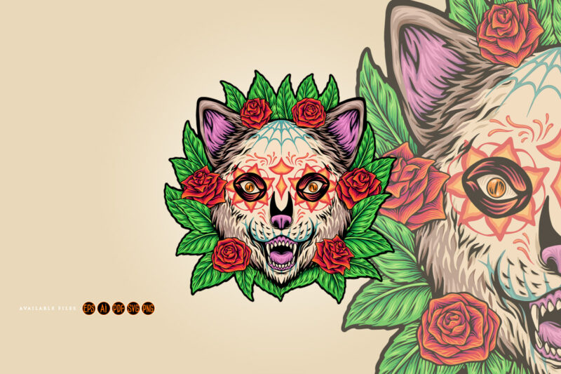 Floral wilderness muerte bear head