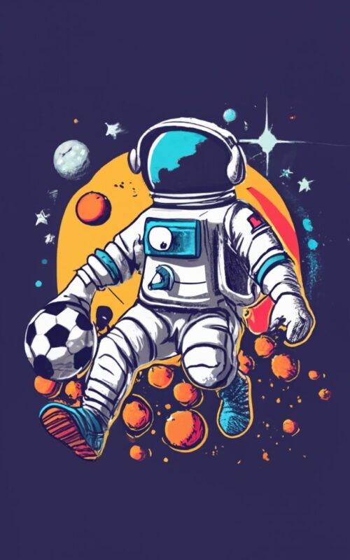 Astronaut Soccer playing soccer in space , t-shirt design PNG File