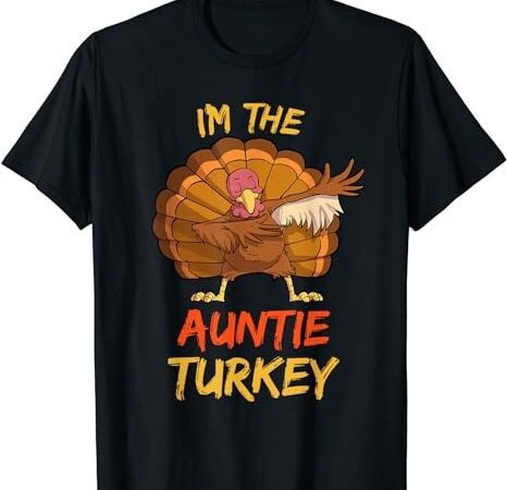 Auntie turkey matching family group thanksgiving party pj t-shirt