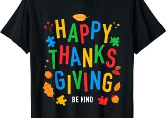 Autism Happy Thanksgiving Autism Awareness Kindness Puzzles T-Shirt
