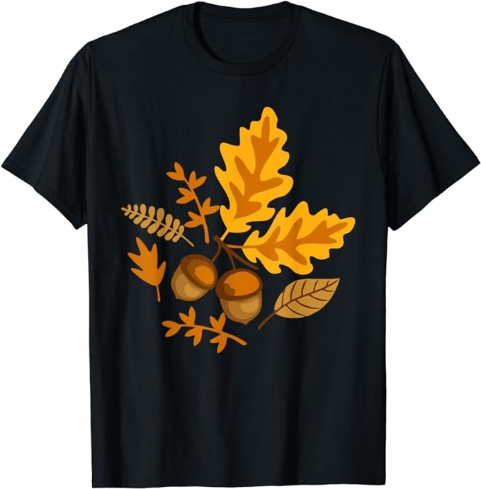 Autumn Leaves and Acorns Fall for Women Thanksgiving Cute T-Shirt
