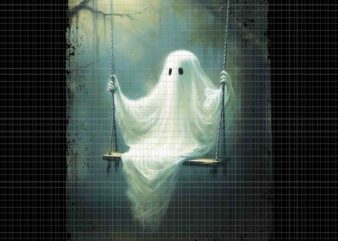 Ghost On The Swing Spooky Gothic Dark Halloween Png, Ghost Sitting On Swing In The Forest Png, Ghost Halloween Png, Halloween Png