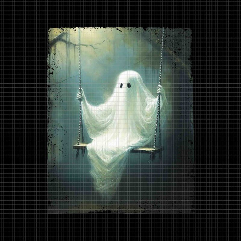 Ghost On The Swing Spooky Gothic Dark Halloween Png, Ghost Sitting On Swing In The Forest Png, Ghost Halloween Png, Halloween Png
