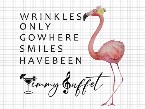 Wrinkles only go where smiles have been jimmy buffet flamingo png, cute flamigo png, flamigo png t shirt design for sale